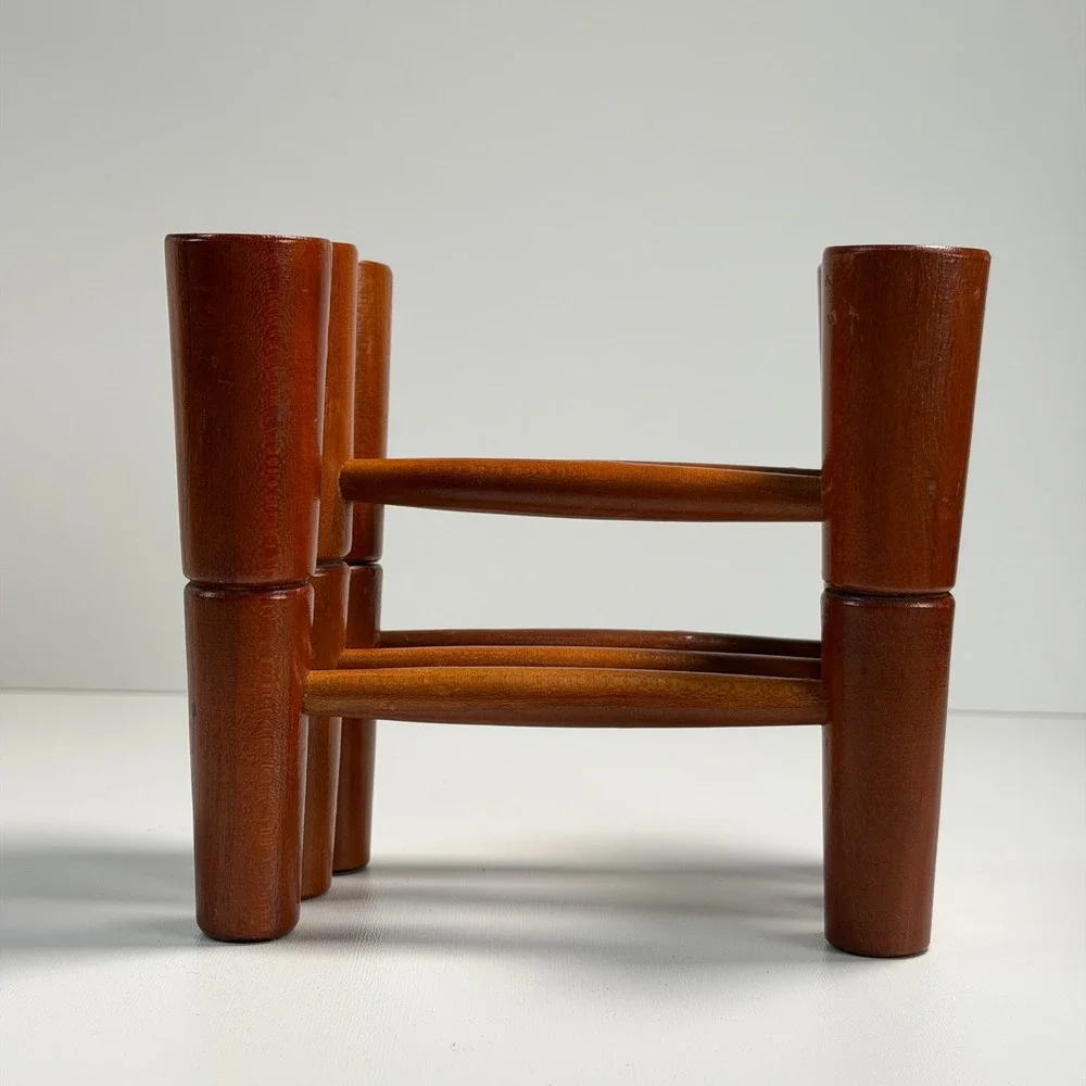 Vintage MCM Expandable Wood Candle‎ Holder Danish Scandinavian 60s Table Decor